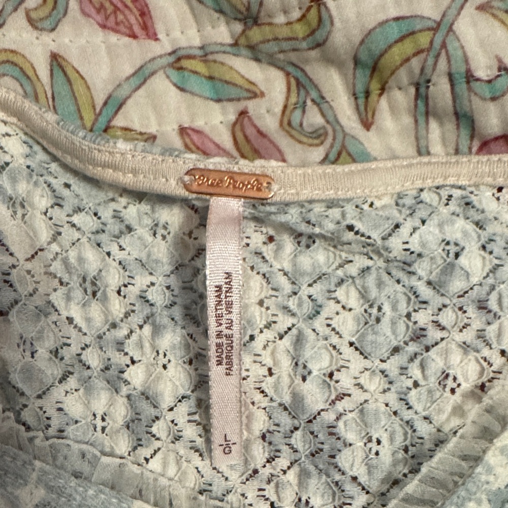 Free People Floral Puff Sleeve Blouse - Light Blue - Picture 2 of 4